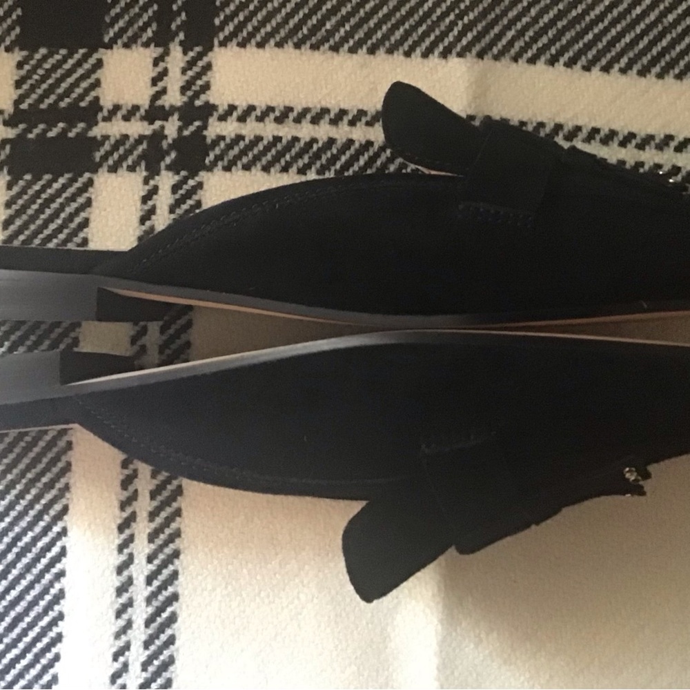 Kate Spade Black Suede Leather Berkeley Slide Mules Gold studded Tassels Size 7B - Picture 5 of 11